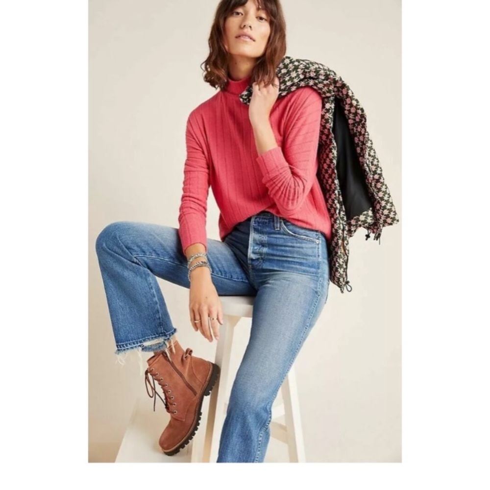 Anthropologie Eri + Ali tunic Fiona Hacci pullover ribbed mock neck